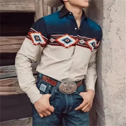 Long Sleeve Printed Western Shirt - Image 3