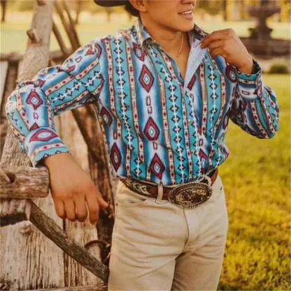 Long Sleeve Printed Western Shirt - Image 6