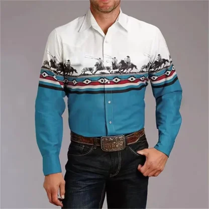 Long Sleeve Printed Western Shirt