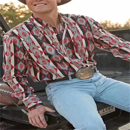 Long Sleeve Printed Western Shirt - Image 5
